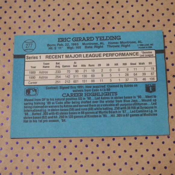 Eric Yelding #277 Baseball Card - Picture 2 of 2